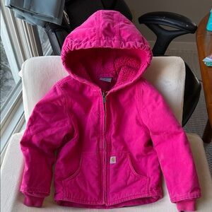 Carhartt Pink Sherpa Canvas Jacket—size 4T